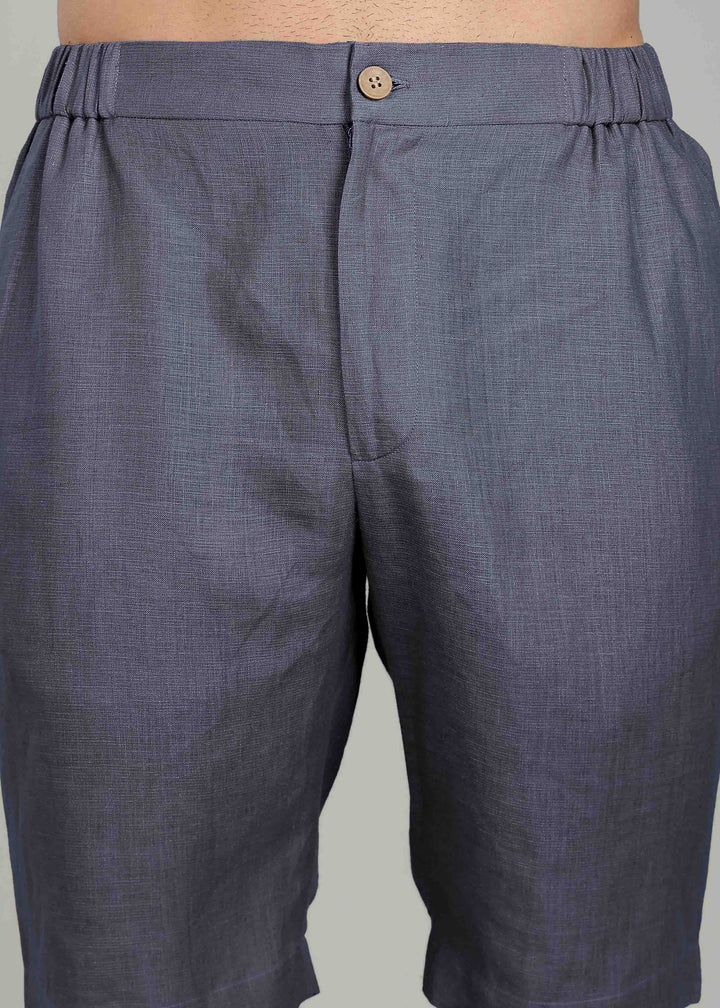Milo Shorts - Pure Linen Shorts - Gunmetal Grey