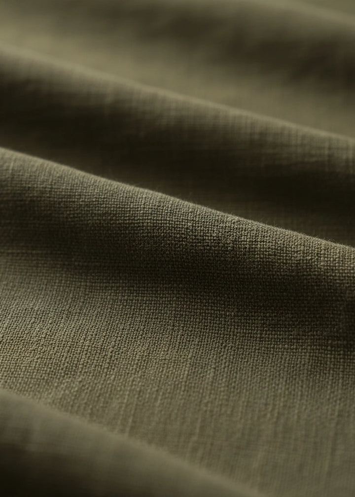 Jashn -  Embroidered Pure Linen Long Kurta | Moss Green