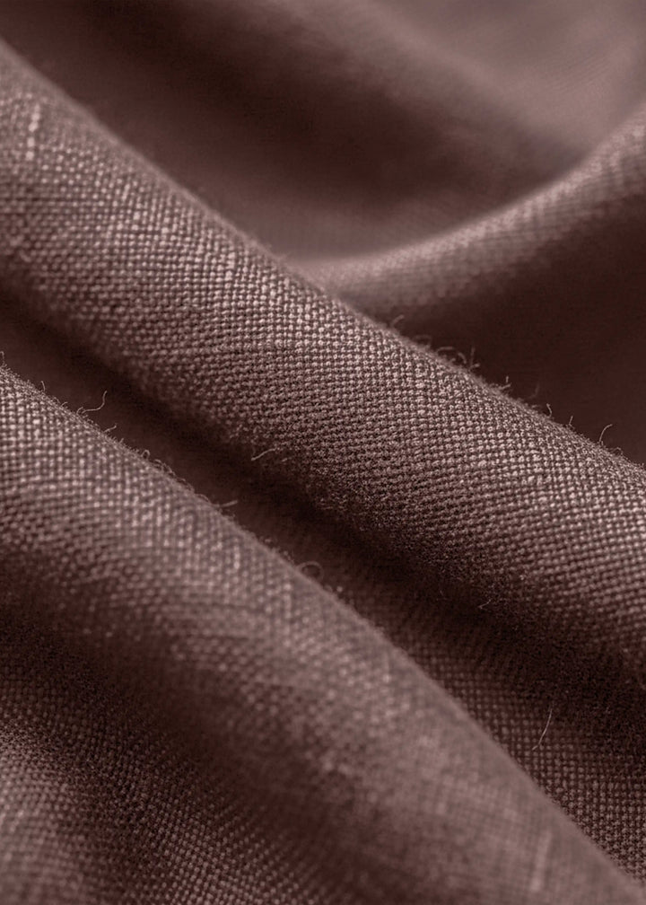 Brandon Double Button Broad Pure Linen Trousers - Muted Brown