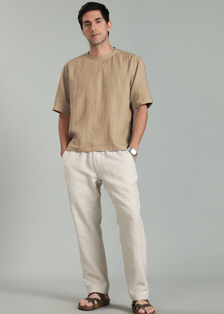 Nash T-shirt in 25 LEA & Ivo Pant Co-ord set - Light Hazelnut Brown & Cocoa Brown