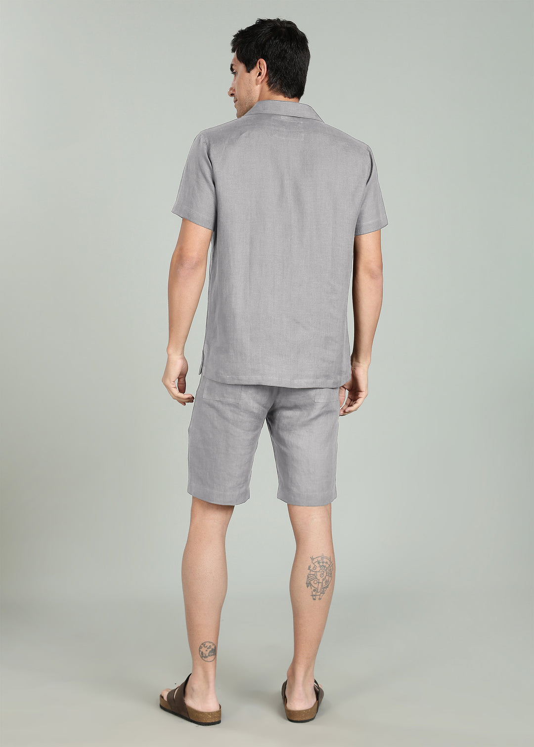 Noel Pure Linen T-Shirt & Shorts Co-Ord Set | Slate Grey