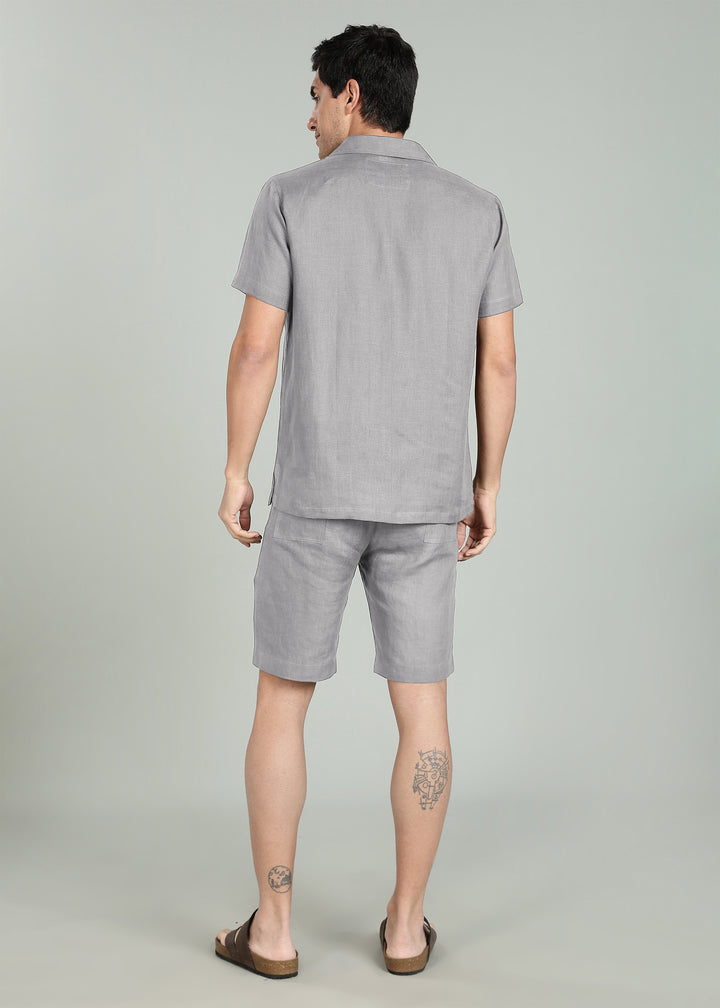 Noel Pure Linen T-Shirt & Shorts Co-Ord Set | Slate Grey