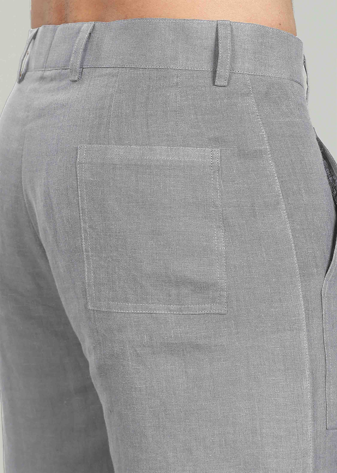 Noel Shorts - Pure Linen Shorts with Patch Pocket - Slate Grey