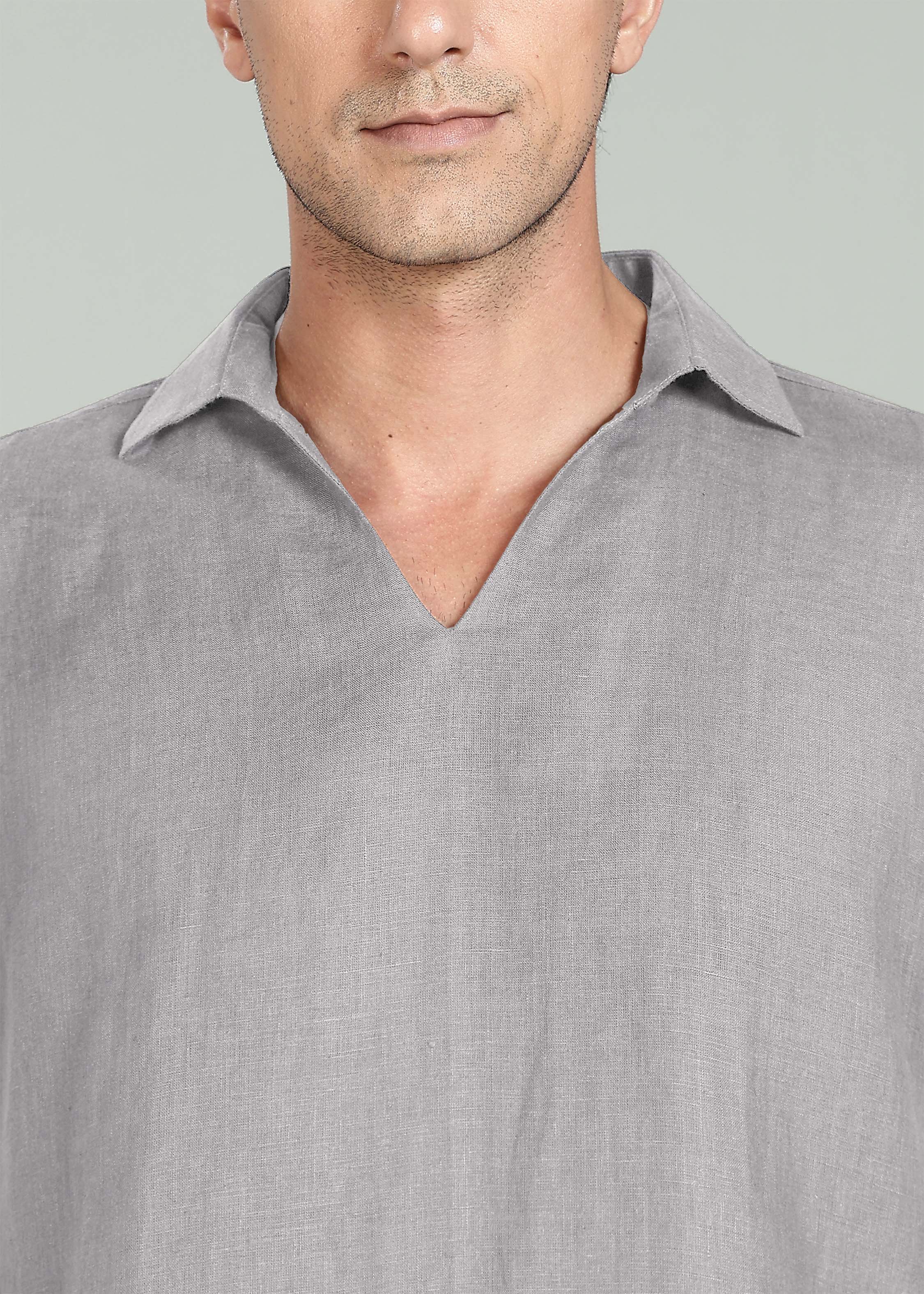 Noel T Shirt - Pure Linen Pullover T shirt - Slate Grey – Linen Trail