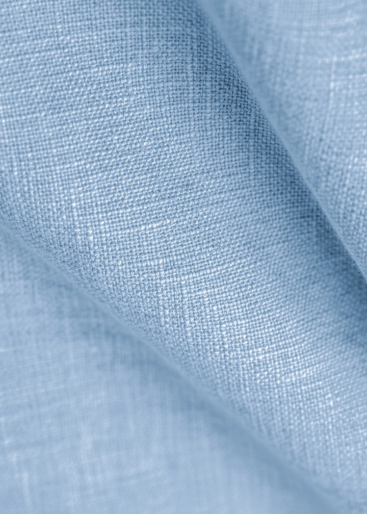 Anvay Long Kurta Set - Pure Linen Kurta Set with Placket and Side Detailing - Olympic Blue & Ecru