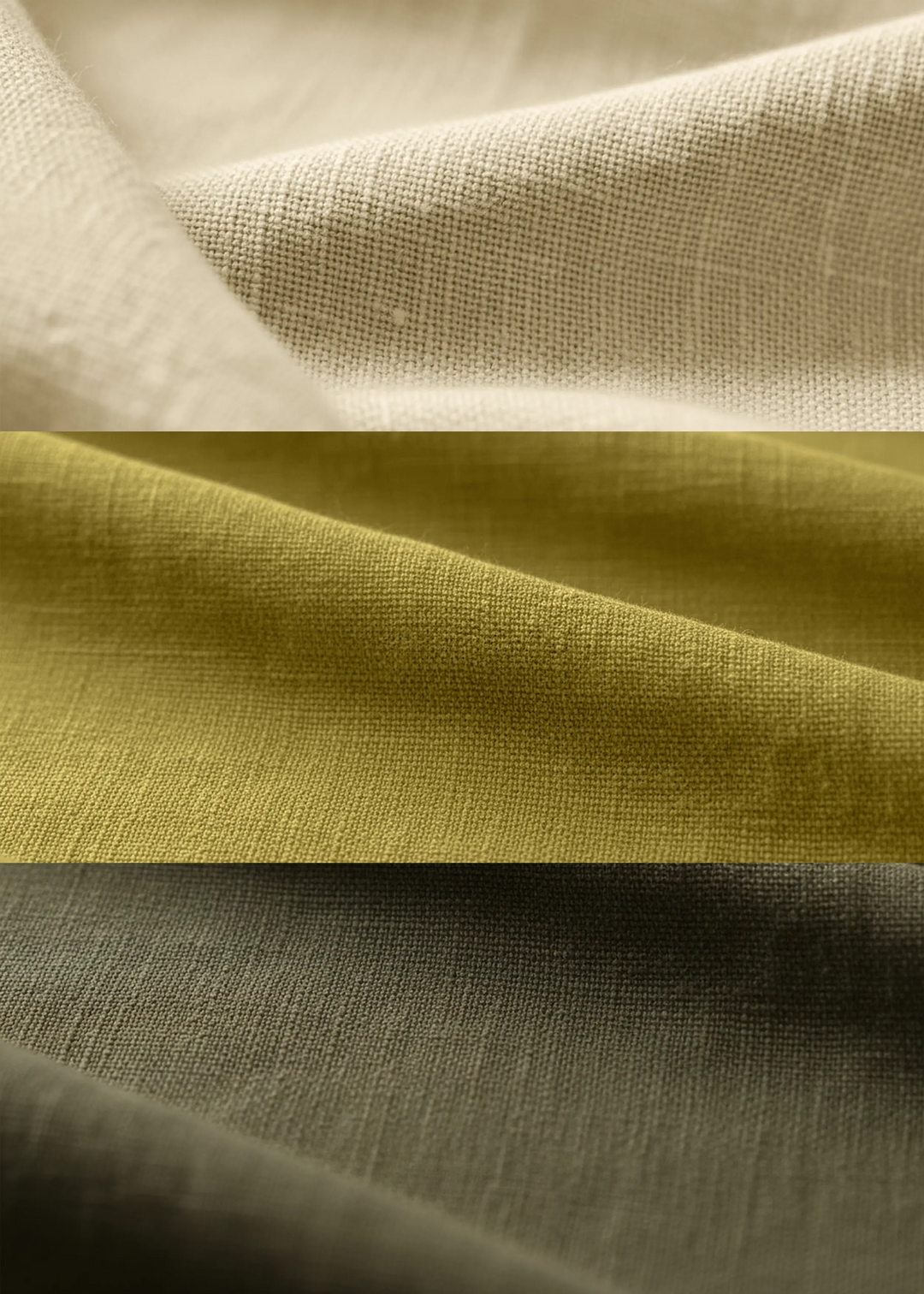 Pine - Pure Linen Color Block T-Shirt - Oyster Yellow, Sap Green & Moss Green