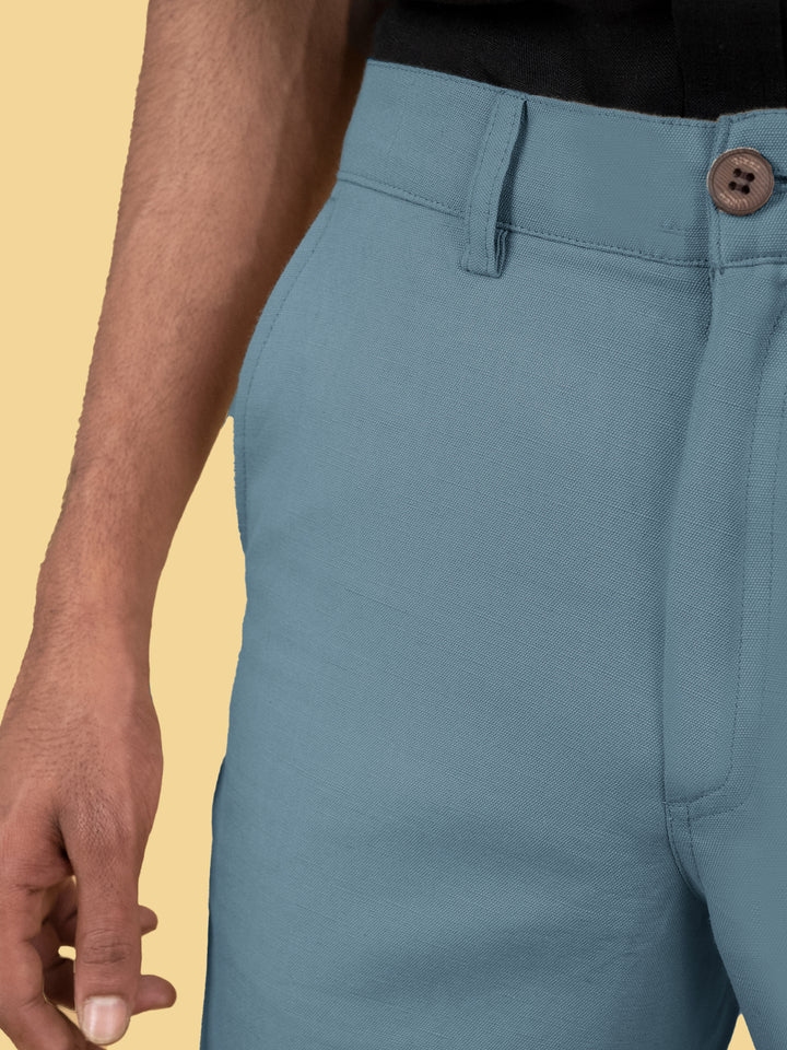 Dan - Linen Shorts - Prussian Blue