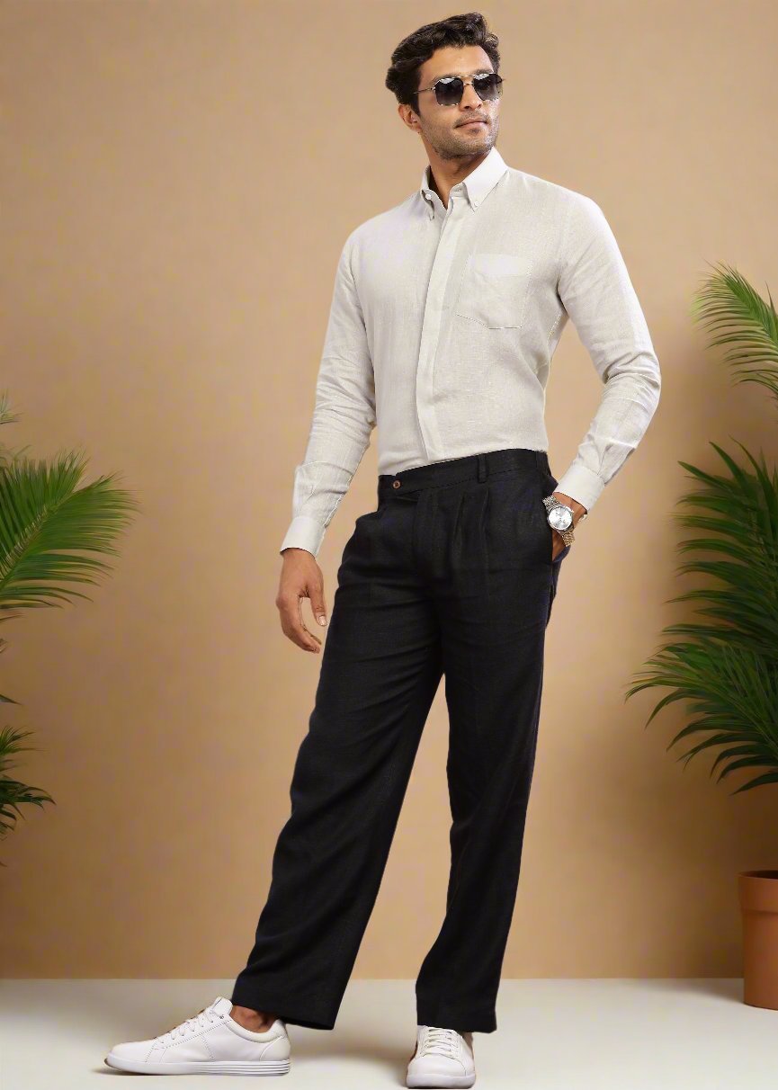 RM Pure Linen Korean Pants - Regal Blue