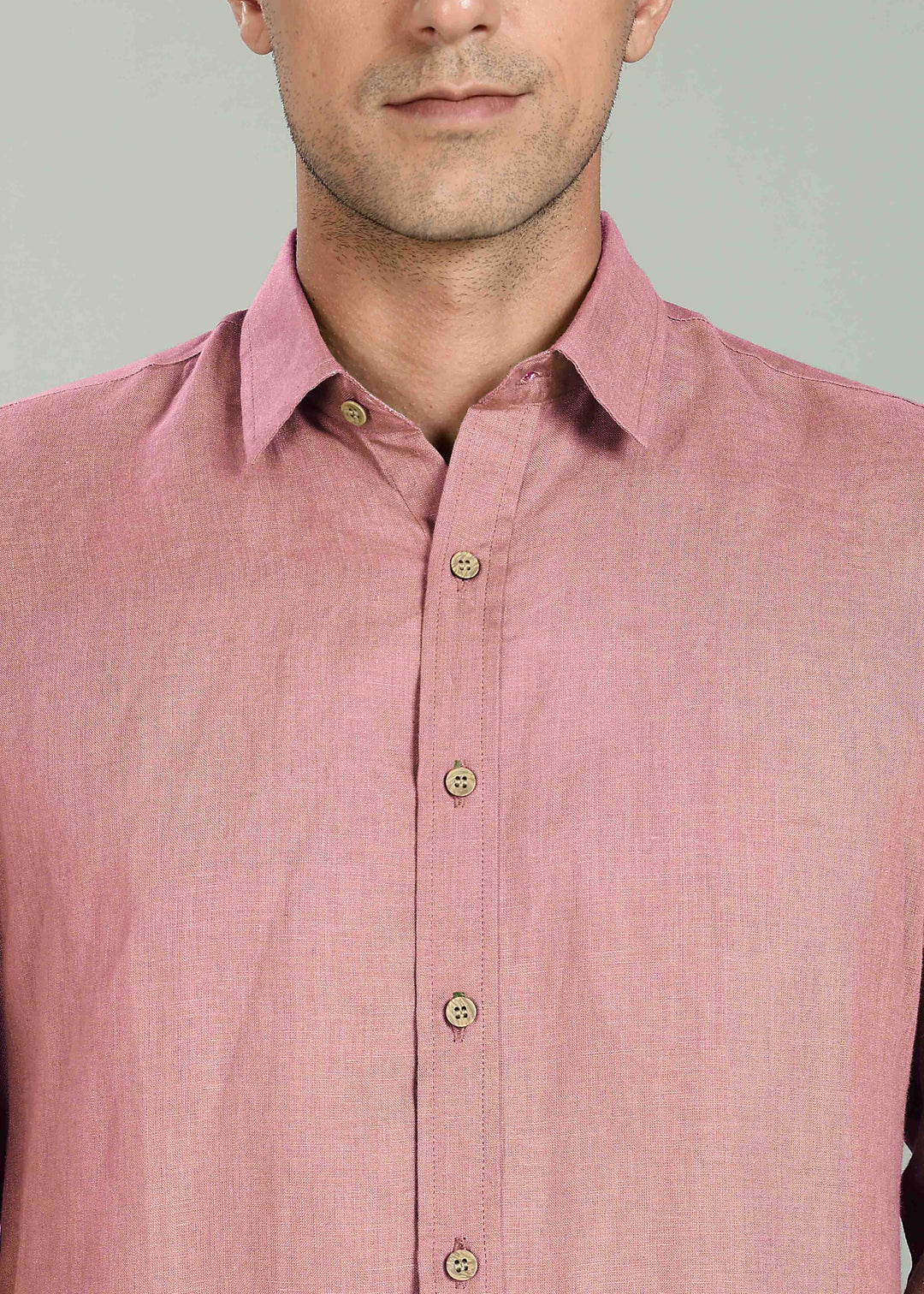 Ron - Pure Linen Full Sleeve Shirt - Dusty Pink