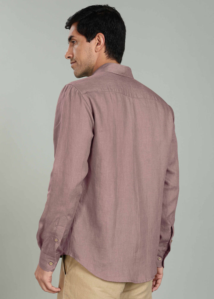 Ron - Pure Linen Full Sleeve Shirt - Toasted Brown
