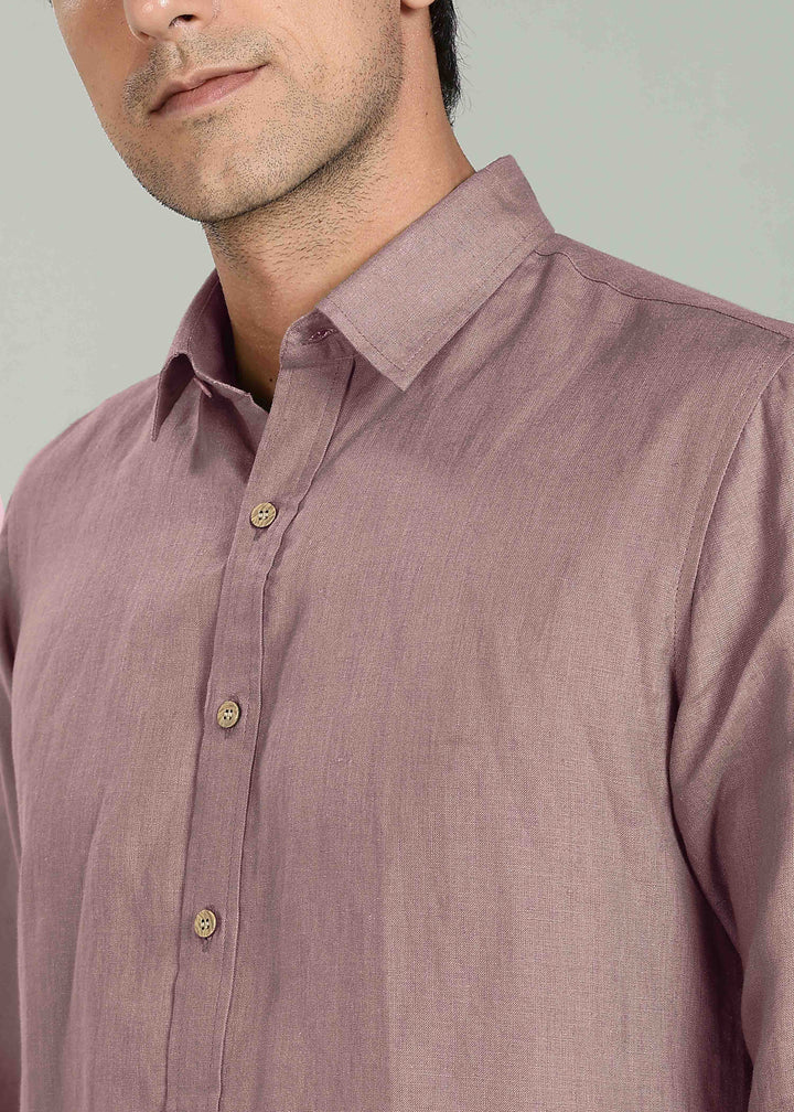 Ron - Pure Linen Full Sleeve Shirt - Toasted Brown