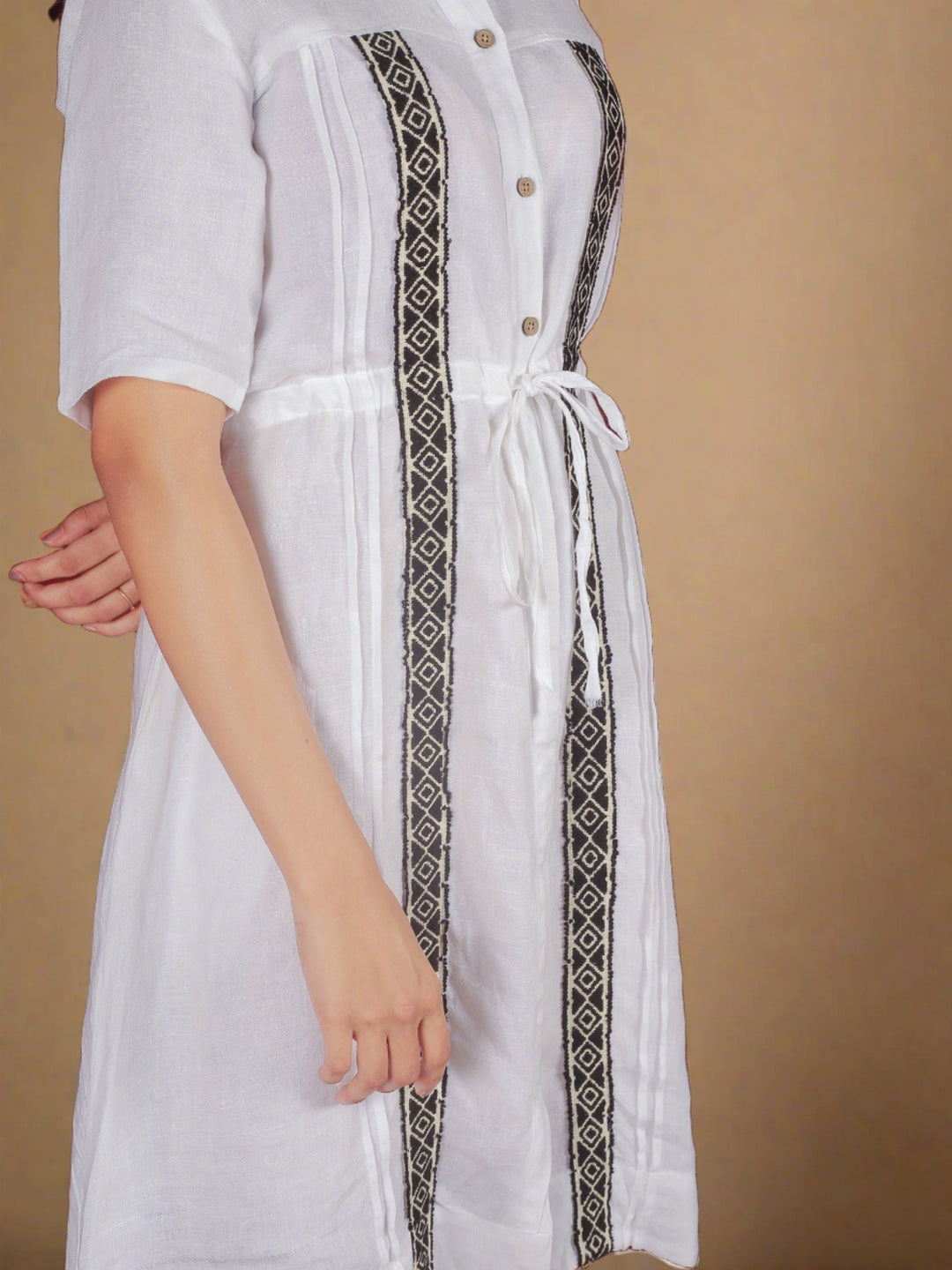 White Linen Toda Embroidered Dress for Women – Linen Trail White Linen Toda Embroidered Dress for Women – Linen Trail