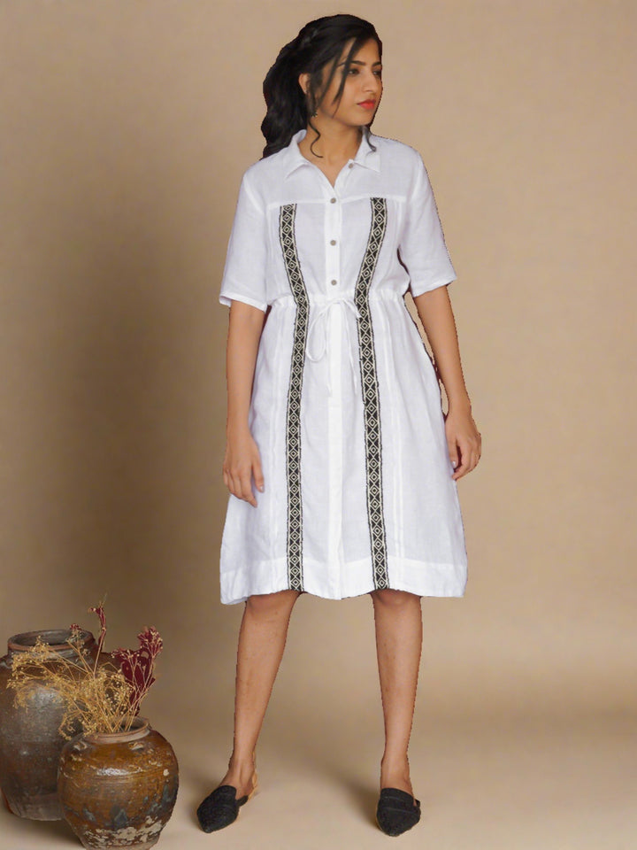 Rupavati - Toda Embroidered Dress - White