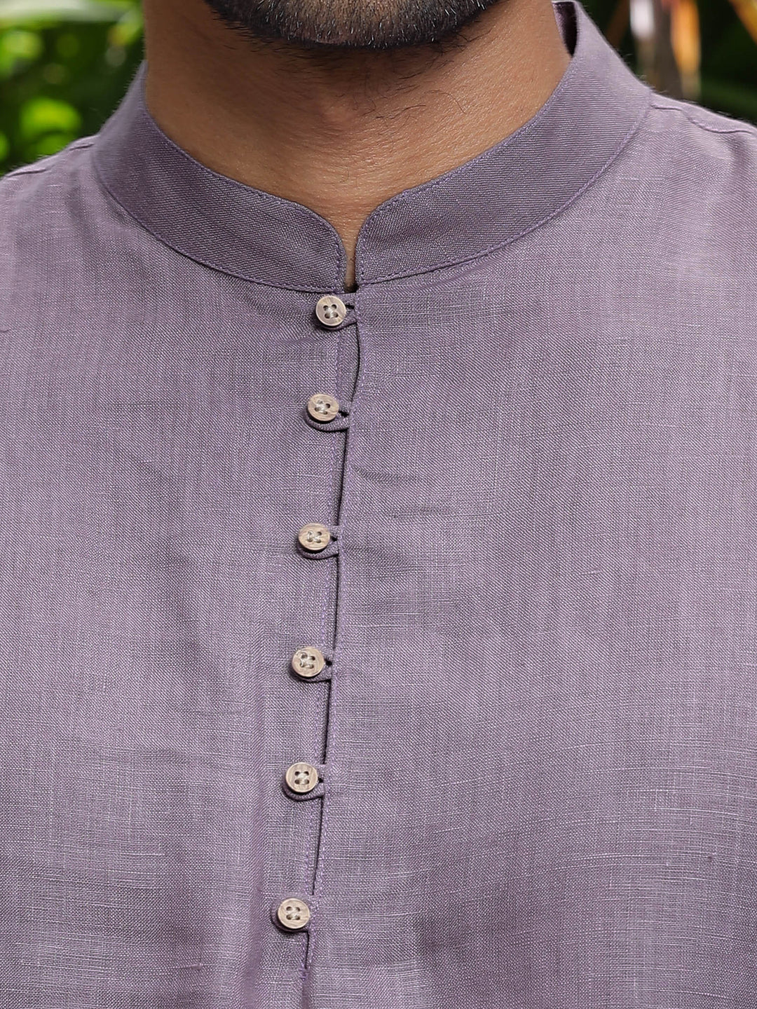 Shurta - Pure Linen Full Sleeve Kurta Short Shirt - Misty Lilac