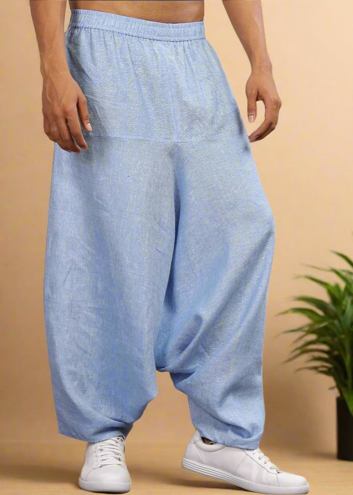 Linen T-Shirt & Harem Pants Co-Ord Set | Shutter Blue Chambray