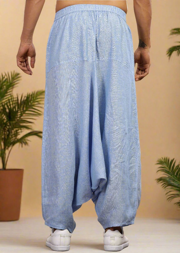 Linen T-Shirt & Harem Pants Co-Ord Set | Shutter Blue Chambray