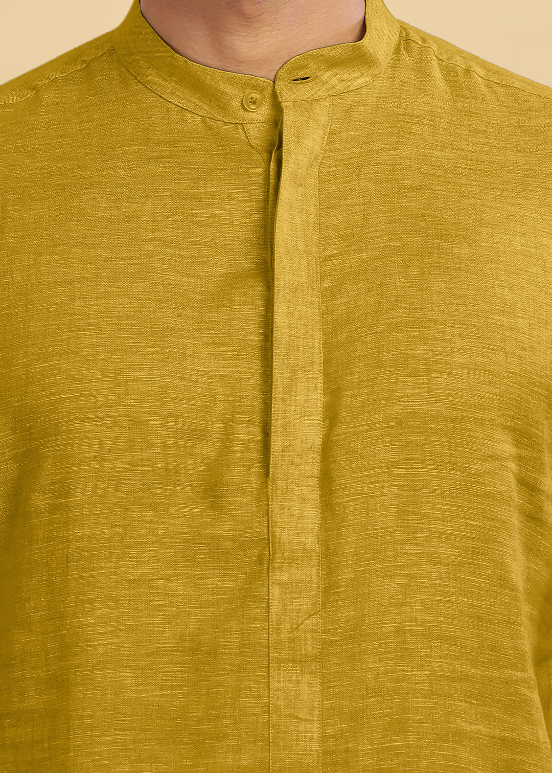 Sid Kurta - Pure Linen Long Kurta with Concealed Placket | Sunburst Yellow