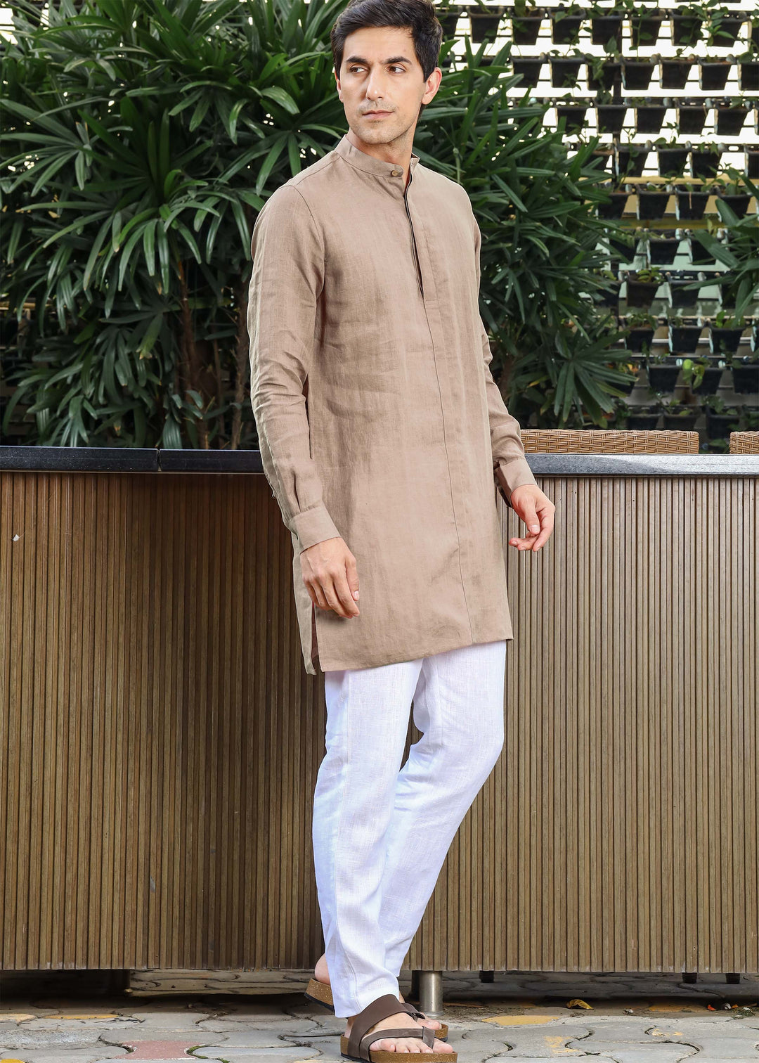 Sid Kurta - Pure Linen Kurta with Concealed Placket | Mocha