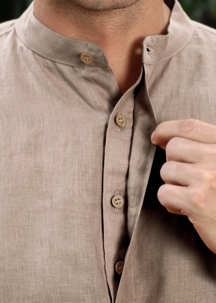 Sid Kurta - Pure Linen Kurta with Concealed Placket | Mocha
