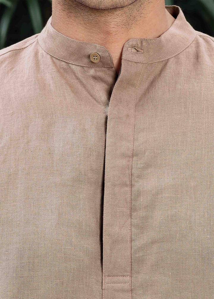 Sid Kurta - Pure Linen Kurta with Concealed Placket | Mocha