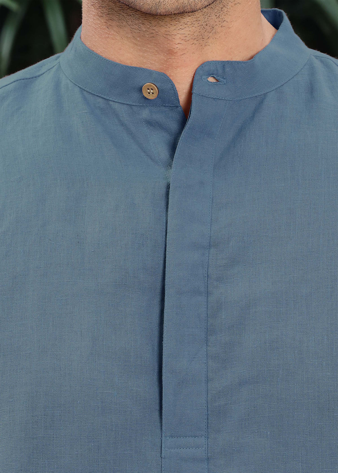 Sid Kurta - Pure Linen Kurta with Concealed Placket | Blue Grey