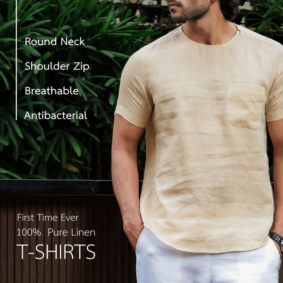 Blue Cursive Signature 100% Linen Tee main image 0