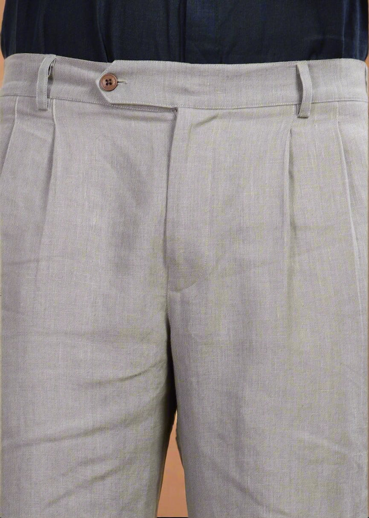 RM Pure Linen Korean Pants - Steel Grey