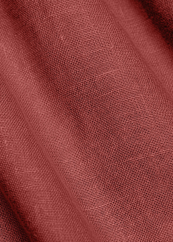 Milo Shirt - Pure Linen Half Sleeve Shirt - Terracotta Red