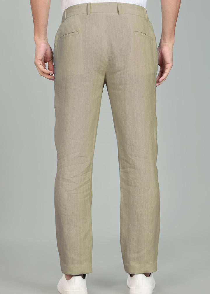 Theo - Linen Travel Pants - Artichoke Green