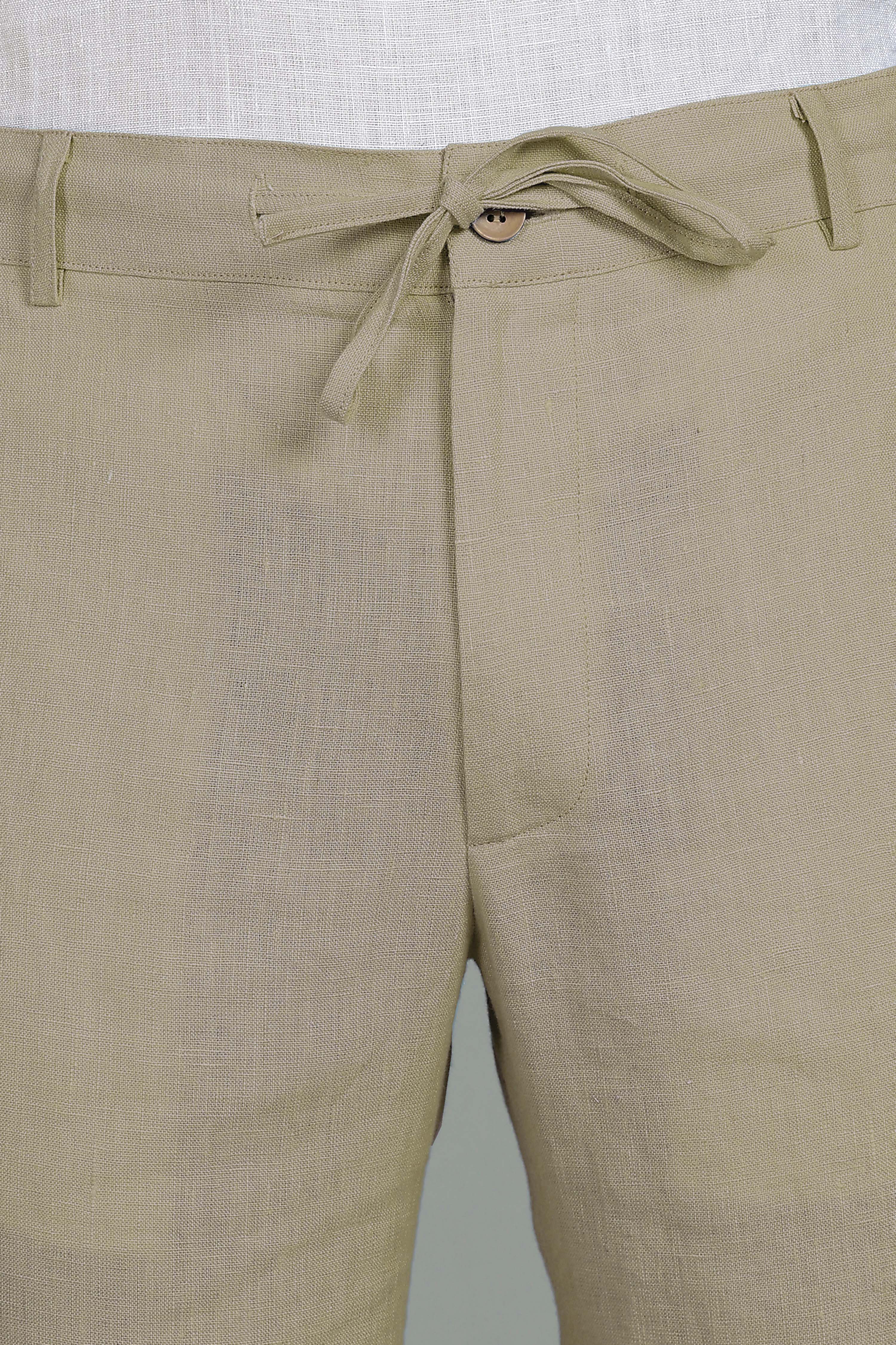 Artichoke Green Pure Linen Travel Pants – Linen Trail