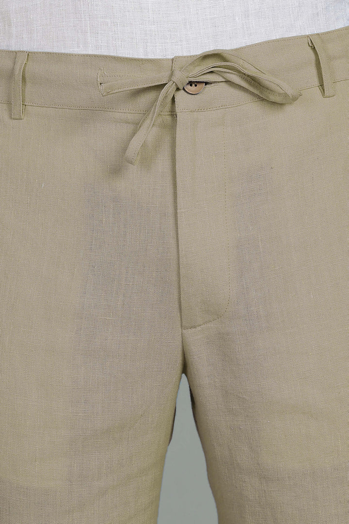 Theo - Linen Travel Pants - Artichoke Green