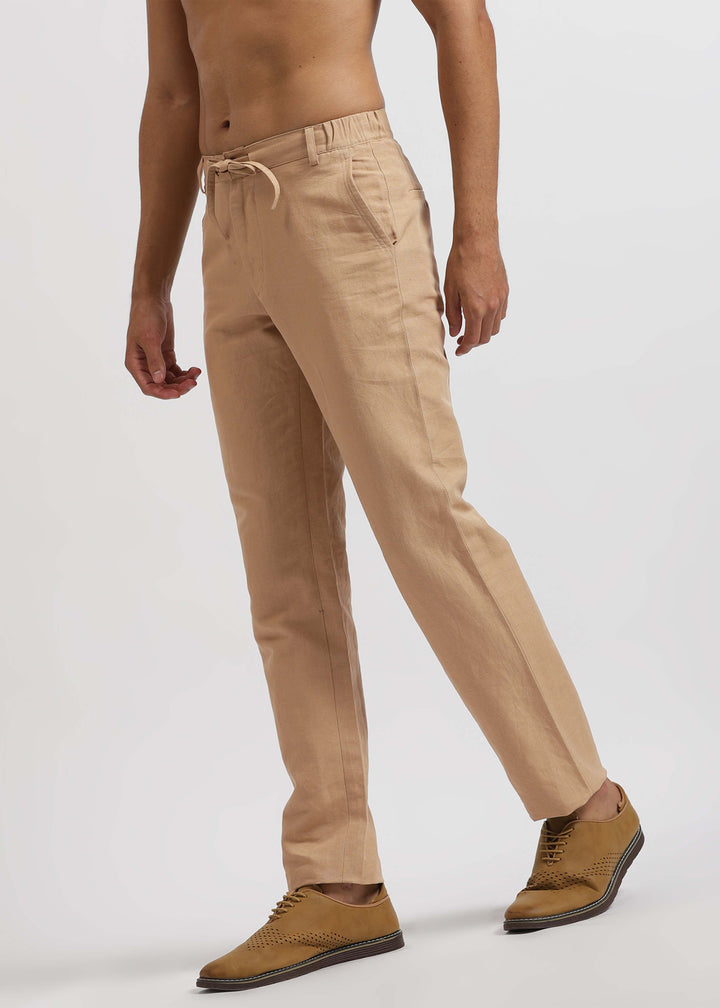 Theo - Linen Travel Pants - Light Hazelnut Brown