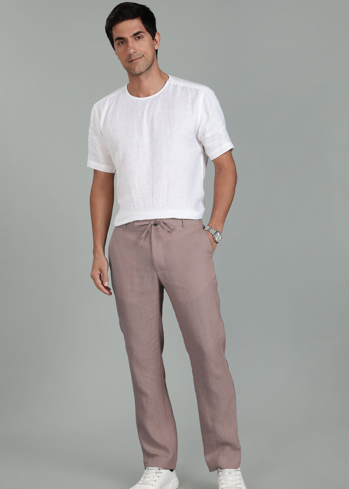 Theo - Linen Travel Pants - Muted Brown