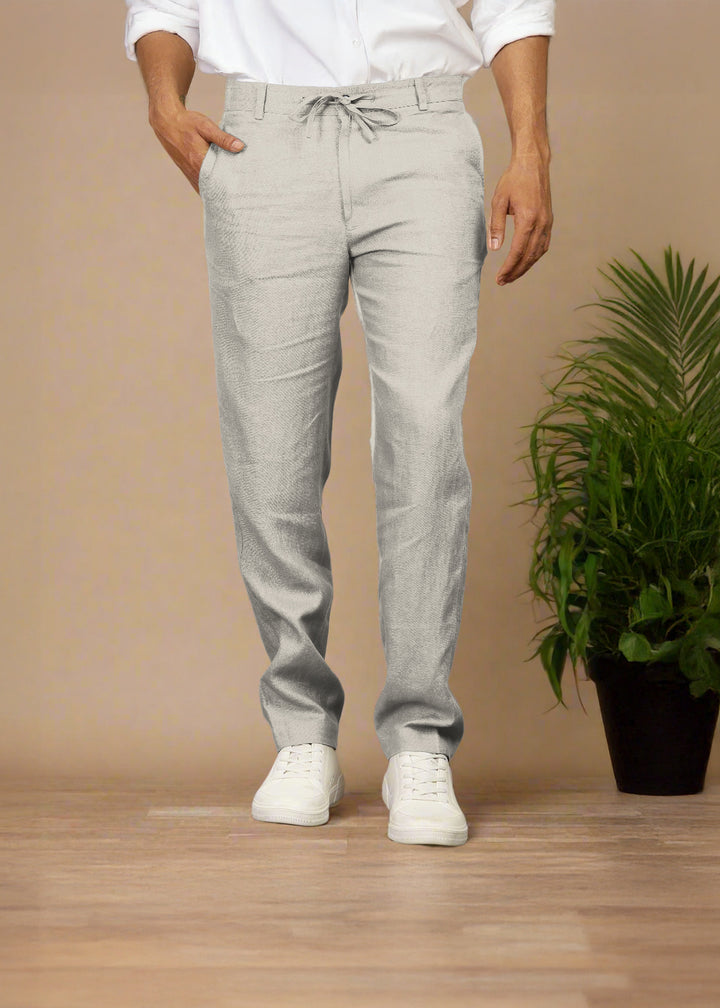 Theo - Linen Travel Pants - Powder Blue