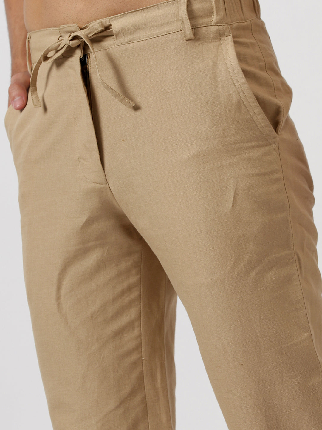 Theo - Linen Travel Pants - Cappuccino Beige