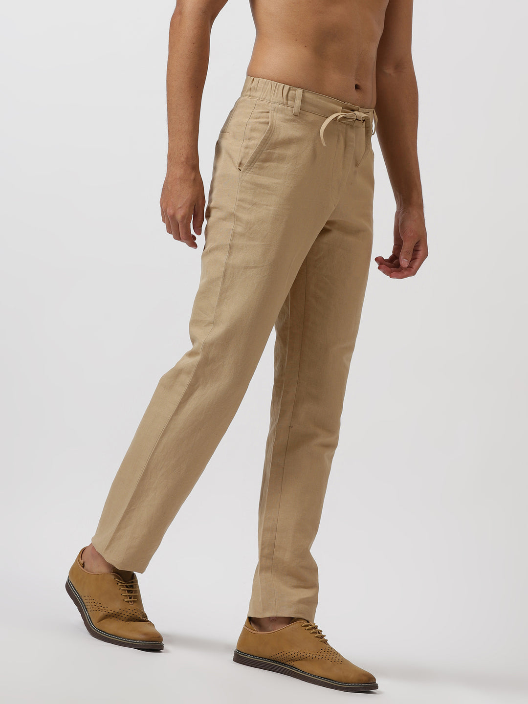 Theo - Linen Travel Pants - Cappuccino Beige