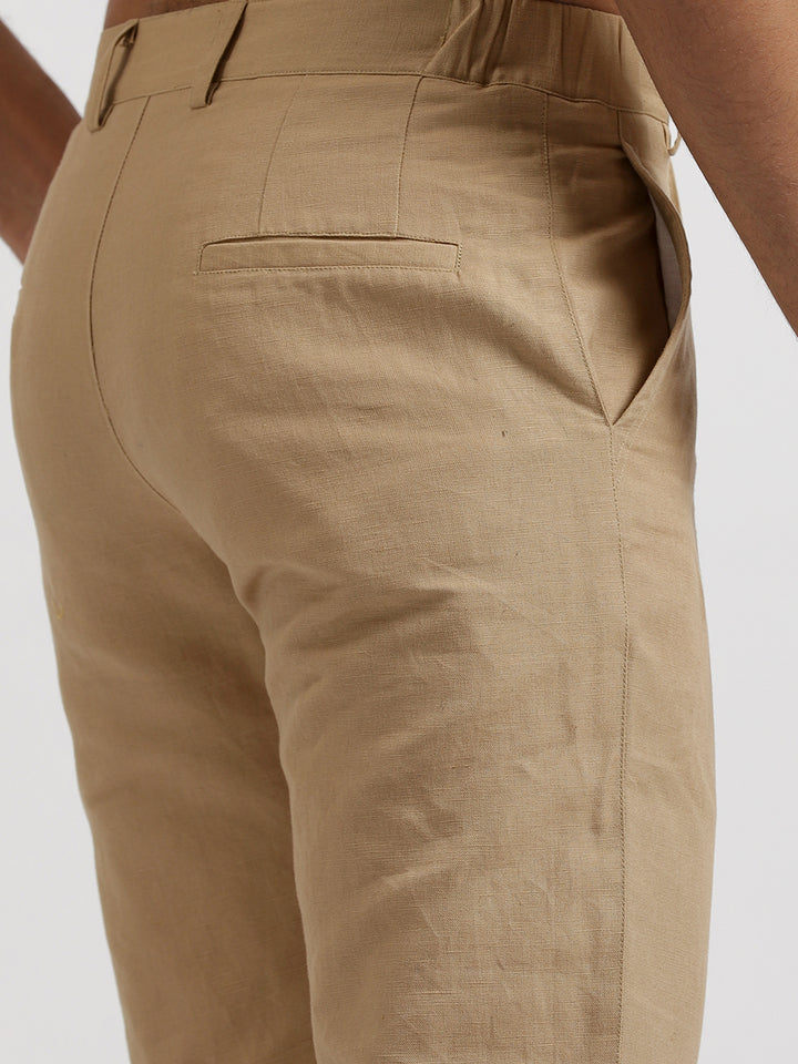 Theo - Linen Travel Pants - Cappuccino Beige