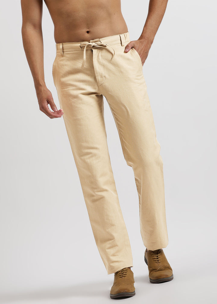 Theo - Linen Travel Pants - Cappuccino Beige