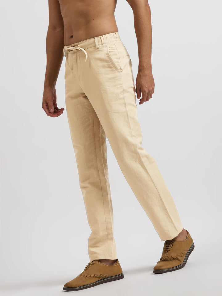 Theo - Linen Travel Pants - Cappuccino Beige