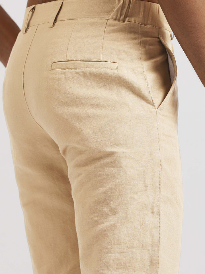 Theo - Linen Travel Pants - Cappuccino Beige