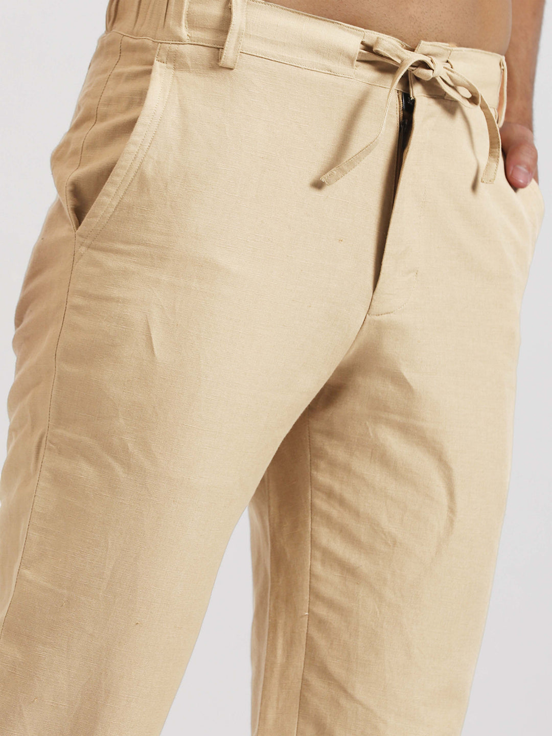 Theo - Linen Travel Pants - Cappuccino Beige
