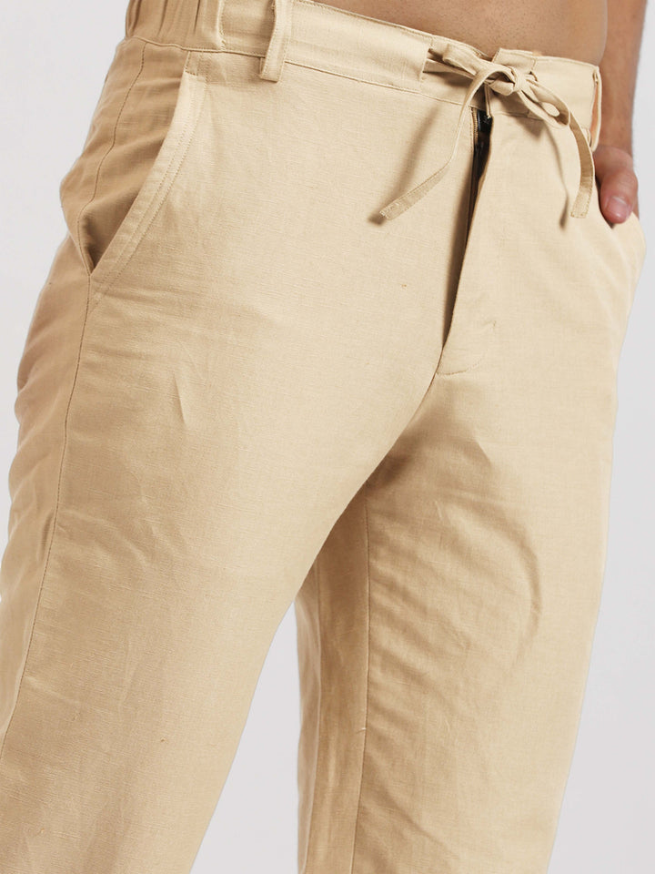 Theo - Linen Travel Pants - Cappuccino Beige