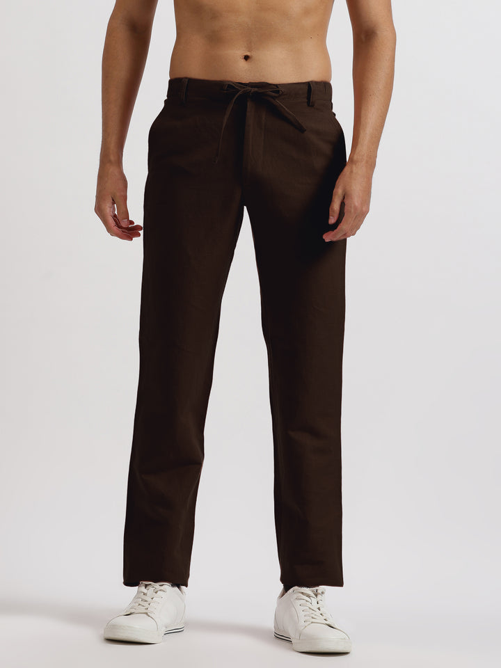 Theo - Linen Travel Pants - Cocoa Brown