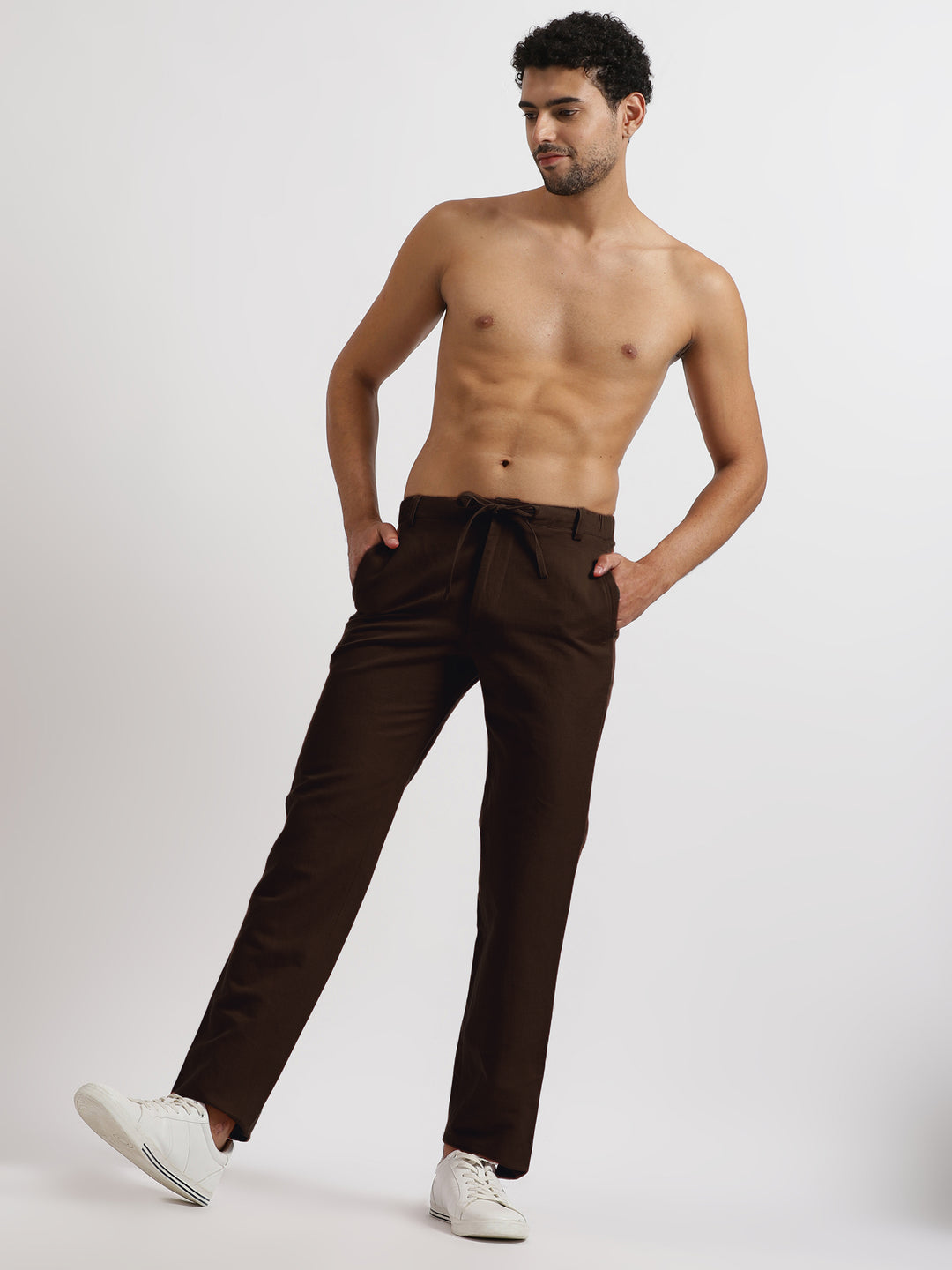 Theo - Linen Travel Pants - Cocoa Brown