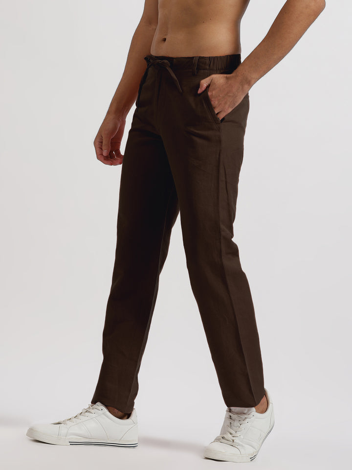 Theo - Linen Travel Pants - Cocoa Brown