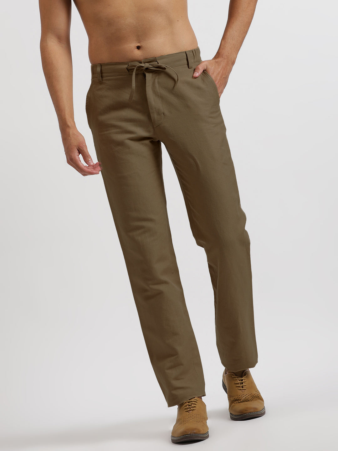 Theo - Linen Travel Pants - Hazelnut Brown