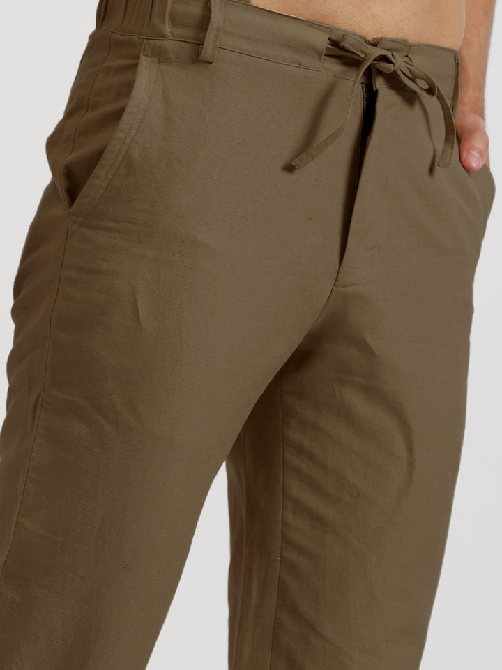 Theo - Linen Travel Pants - Hazelnut Brown