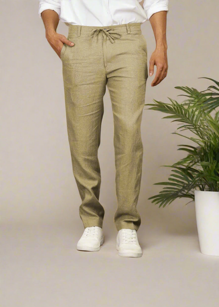 Theo - Linen Travel Pants - Sage Green