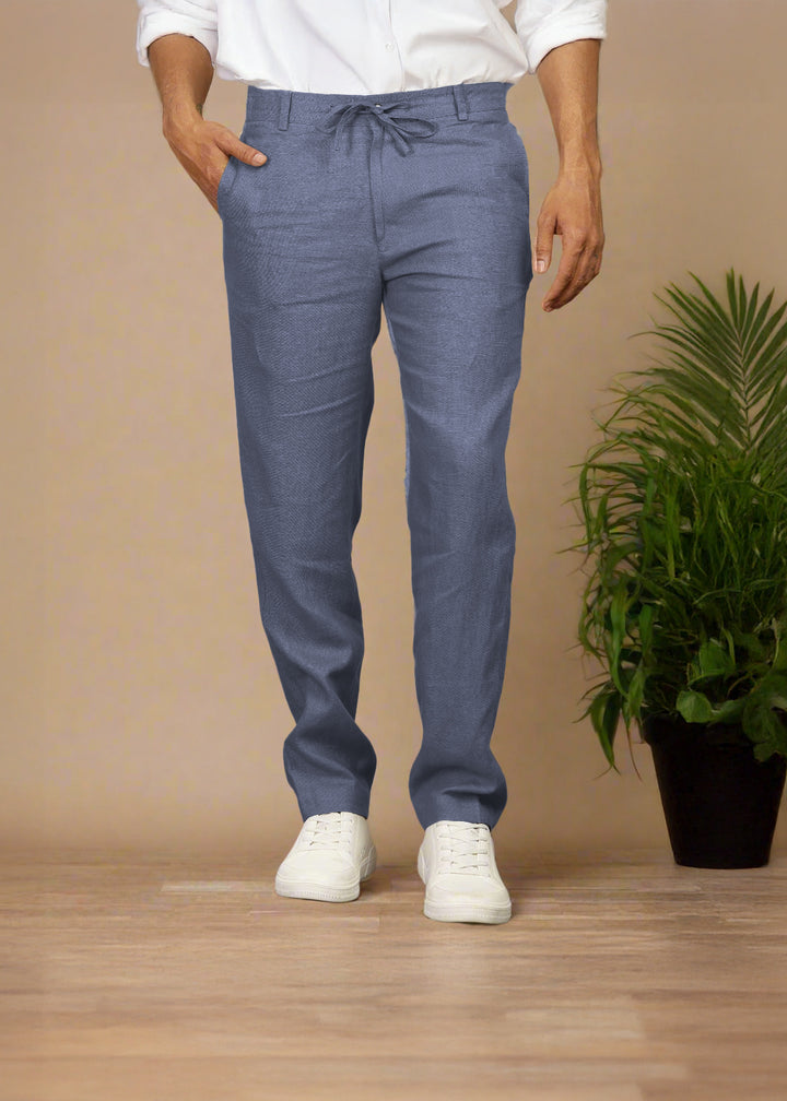 Theo - Linen Travel Pants - Dark Blue Grey