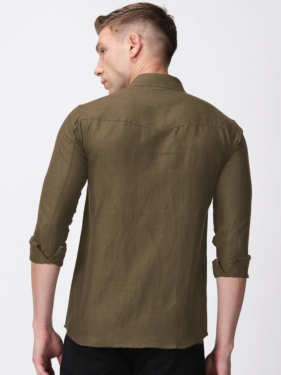 Thomas - Pure Linen Double Pocket Full Sleeve Shirt - Hazelnut Brown